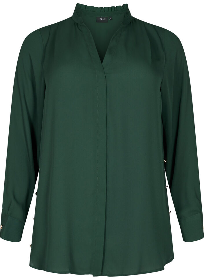 Long sleeve shirt with ruffle collar, Scarab, Packshot image number 0