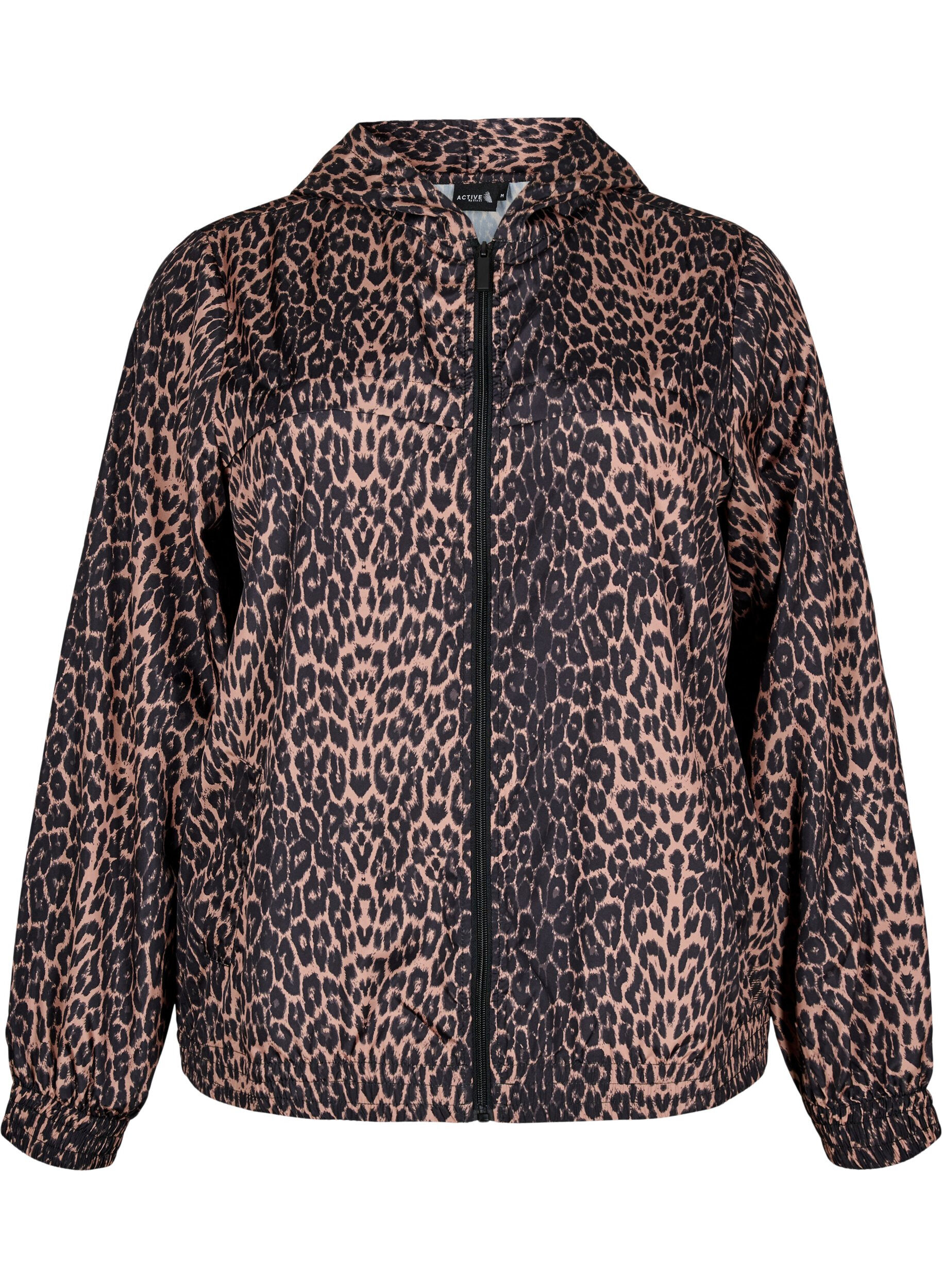 Leopard print sports jacket with a hood
