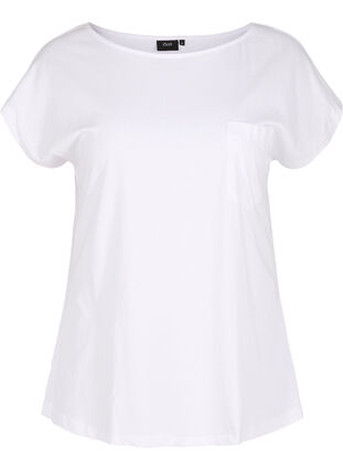 Organic cotton t-shirt with breast pocket, Bright White, Packshot image number 0