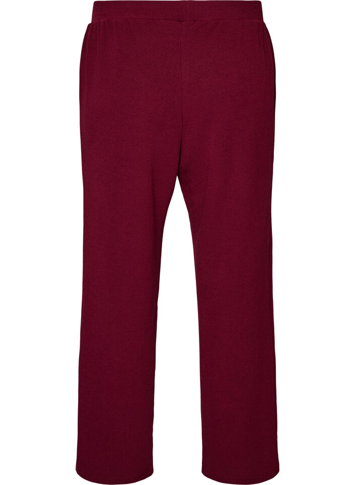 Loose trousers with texture and a high waist, Red, Packshot image number 1