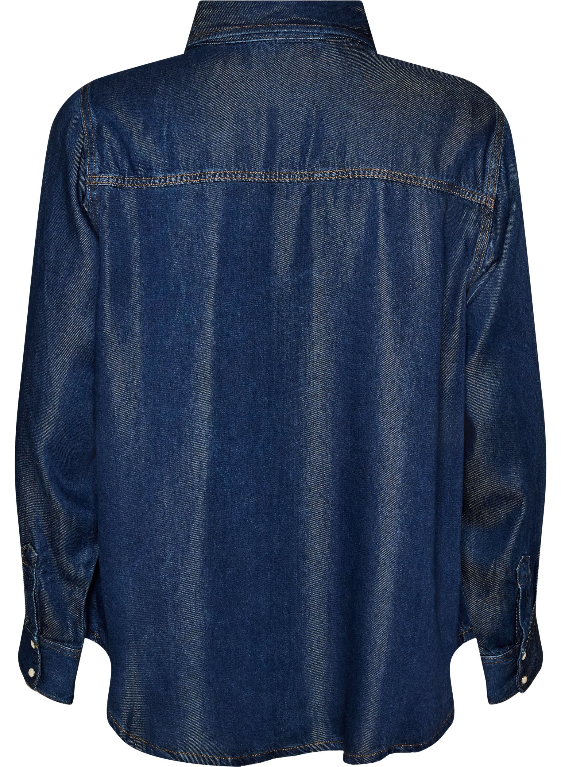 ZizzifashionDenim shirt in lyocell with press studs, Blue, Packshot image number 1