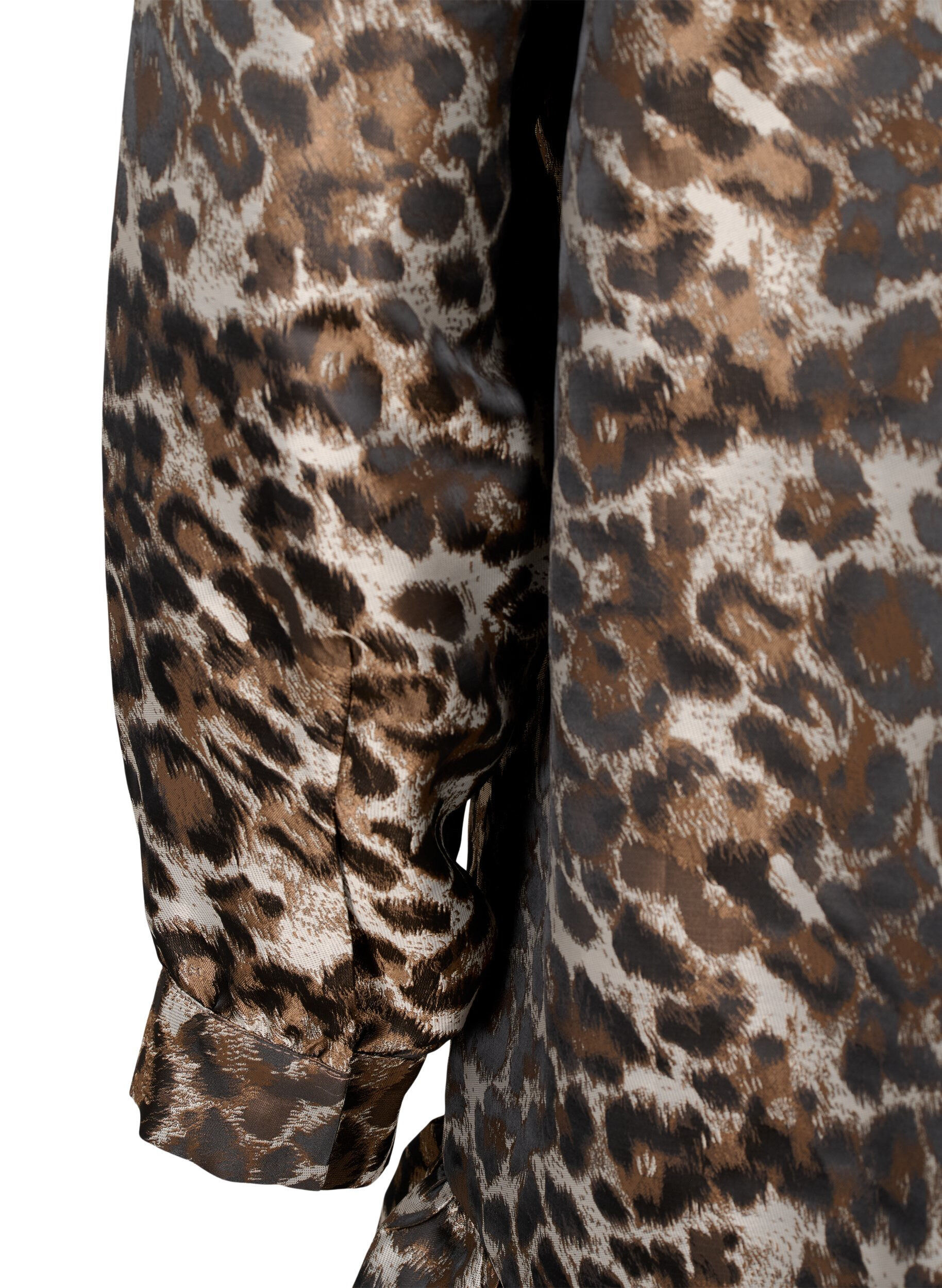 Zizzifashion Short jacquard dress with leopard pattern, Brown Leo AOP, Packshot image number 3