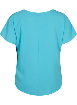 Blouse with short sleeves and a round neckline, Blue Atoll, Packshot image number 1