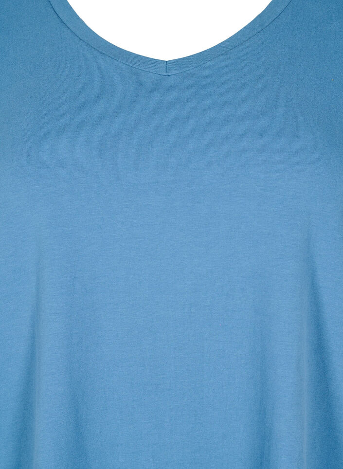 Basic plain cotton t-shirt, Blue, Packshot image number 2