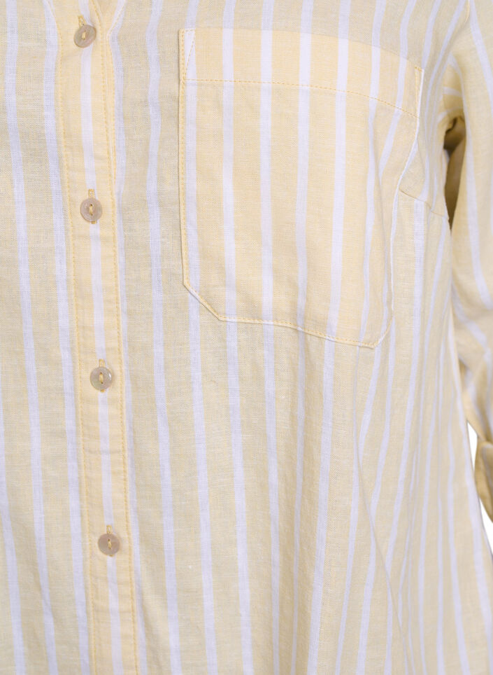 Shirt in linen and viscose with 3/4 sleeves, Beige, Packshot image number 2