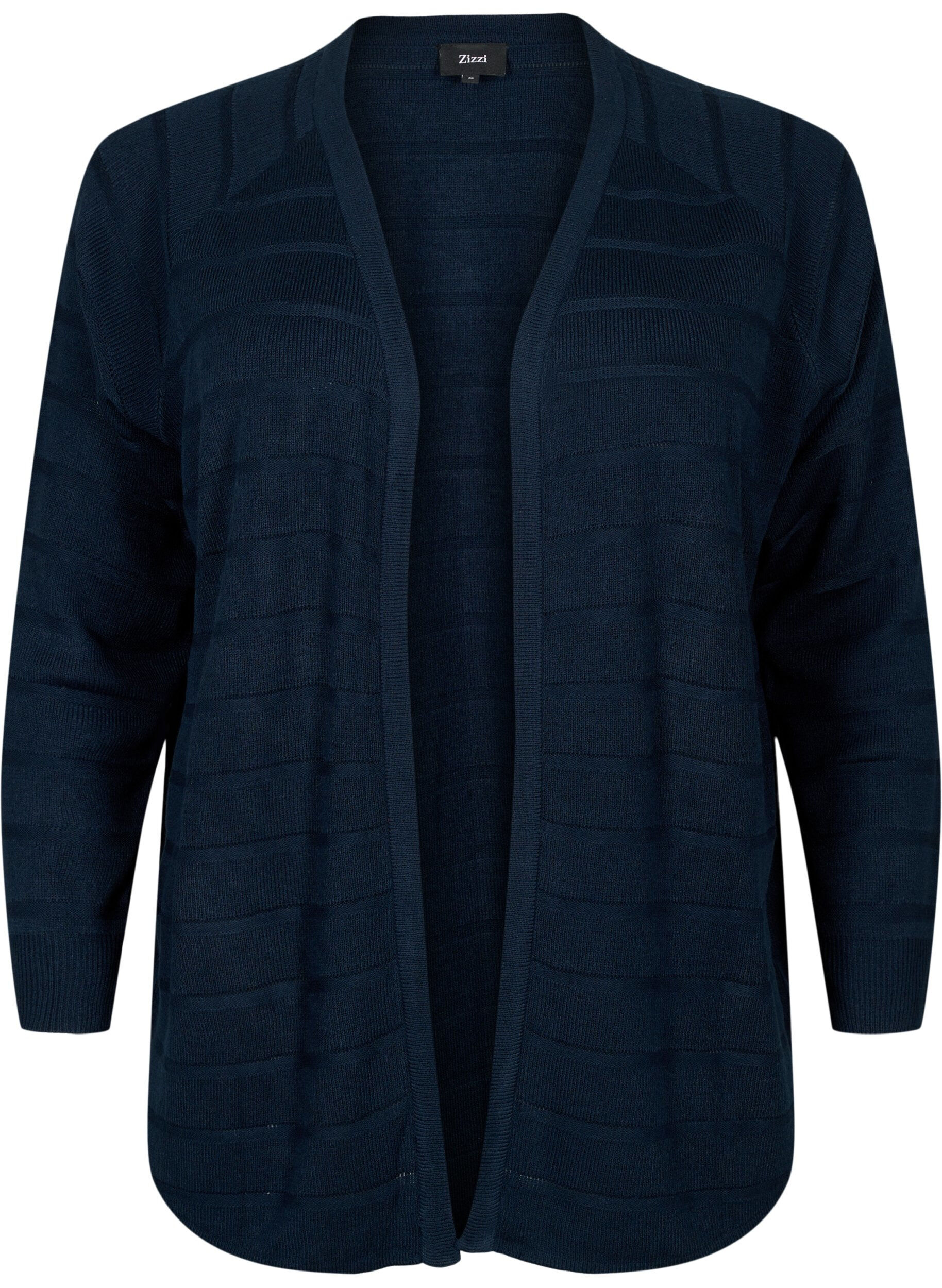 Zizzifashion Striped tone-on-tone cardigan, Navy Blazer, Packshot image number 0