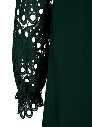 Viscose dress with crochet sleeves, Scarab, Packshot image number 3