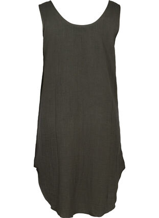 Sleeveless cotton dress in an A-line cut, Khaki As sample, Packshot image number 1