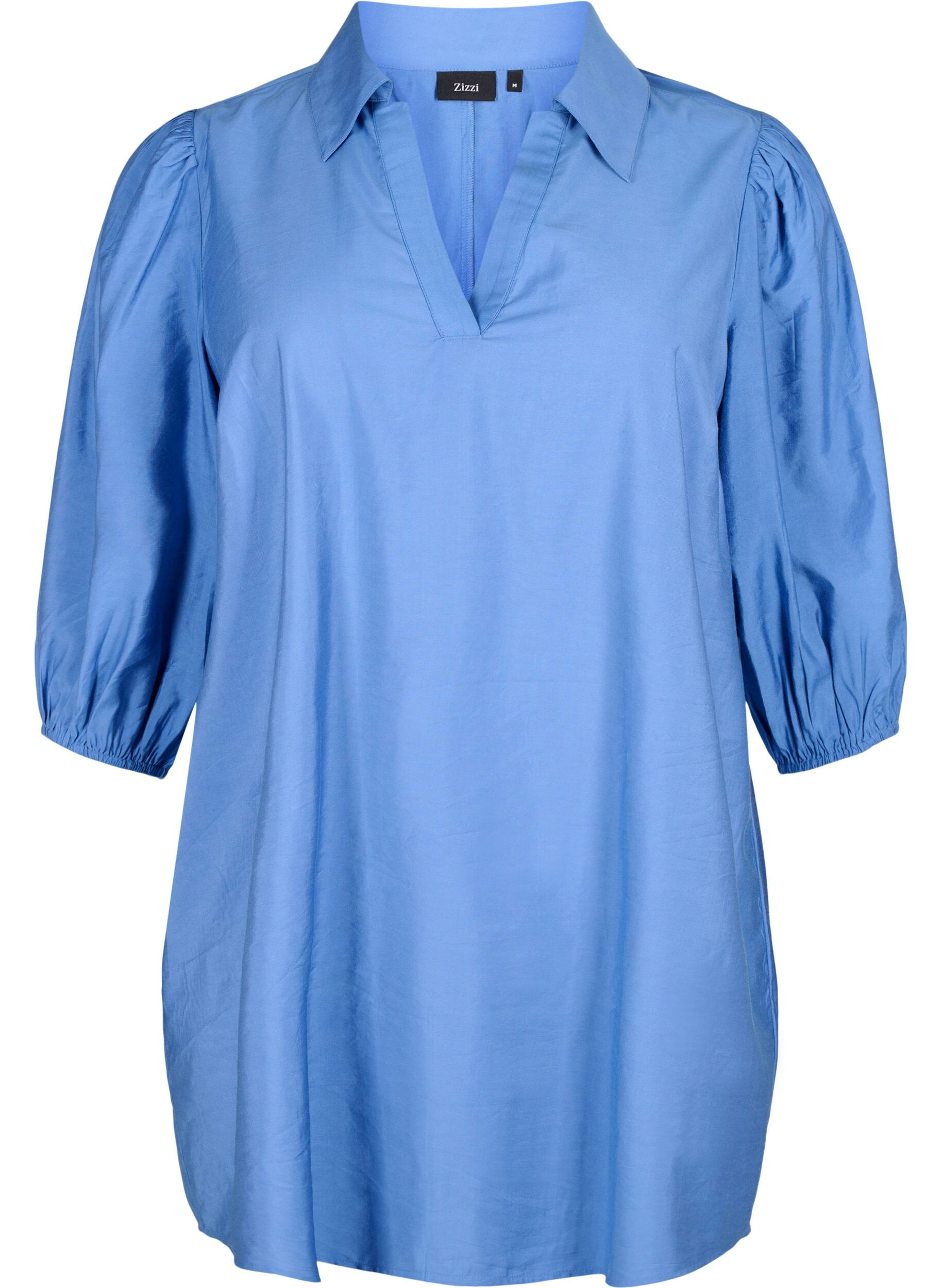 Zizzifashion Viscose tunic with V-neck and collar, Riverside, Packshot image number 0