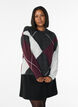 Jumper with large checks and contrast sleeves, Dark Grey, Model image number 0