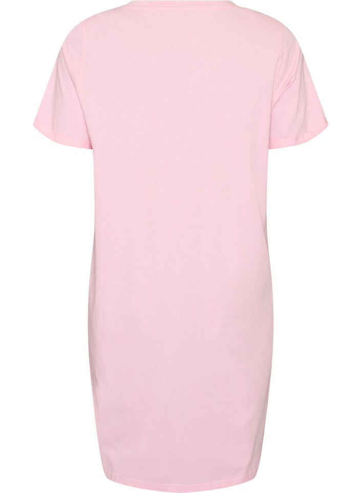 Short-sleeved nightgown in organic cotton, Pink, Packshot image number 1
