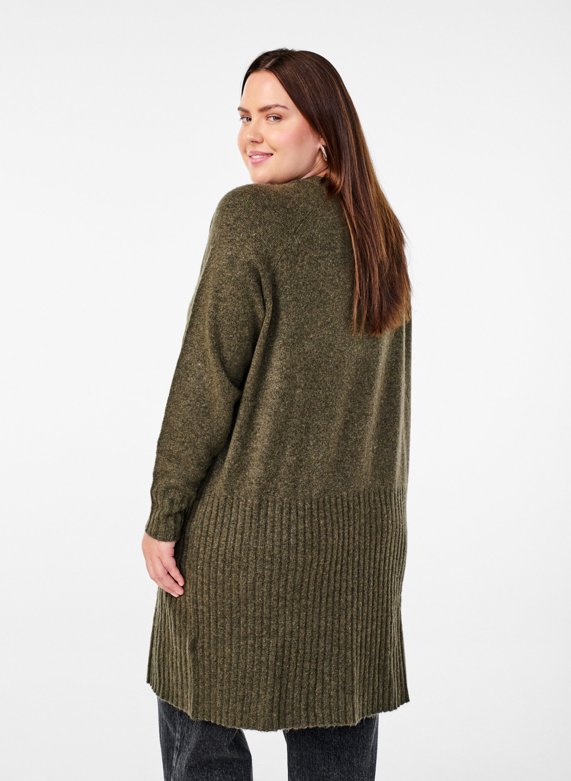 Zizzifashion Long cardigan with pockets, Sea Turtle Mel., Model image number 1