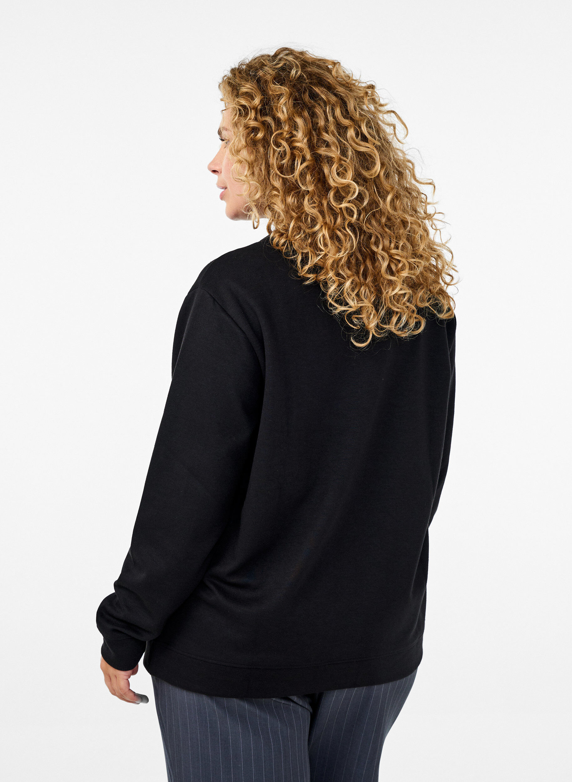 Zizzifashion Sweatshirt with crew neck, Black, Model image number 2
