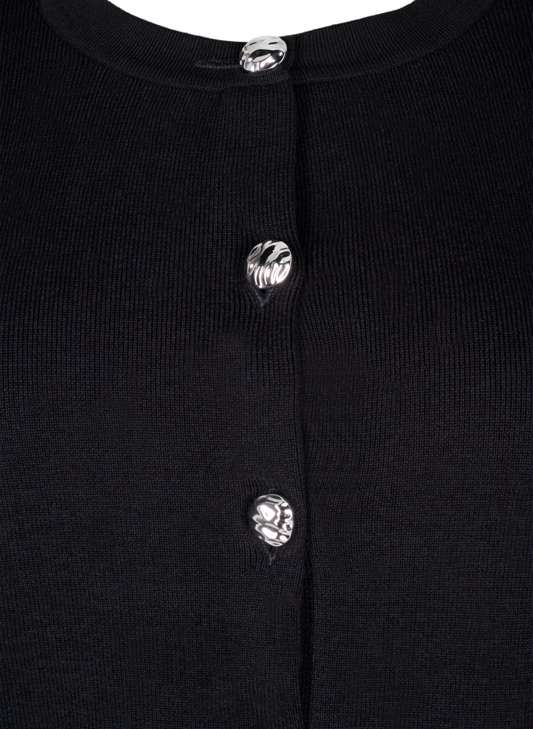 Zizzifashion Knitted cardigan with decorative buttons, Black, Packshot image number 2