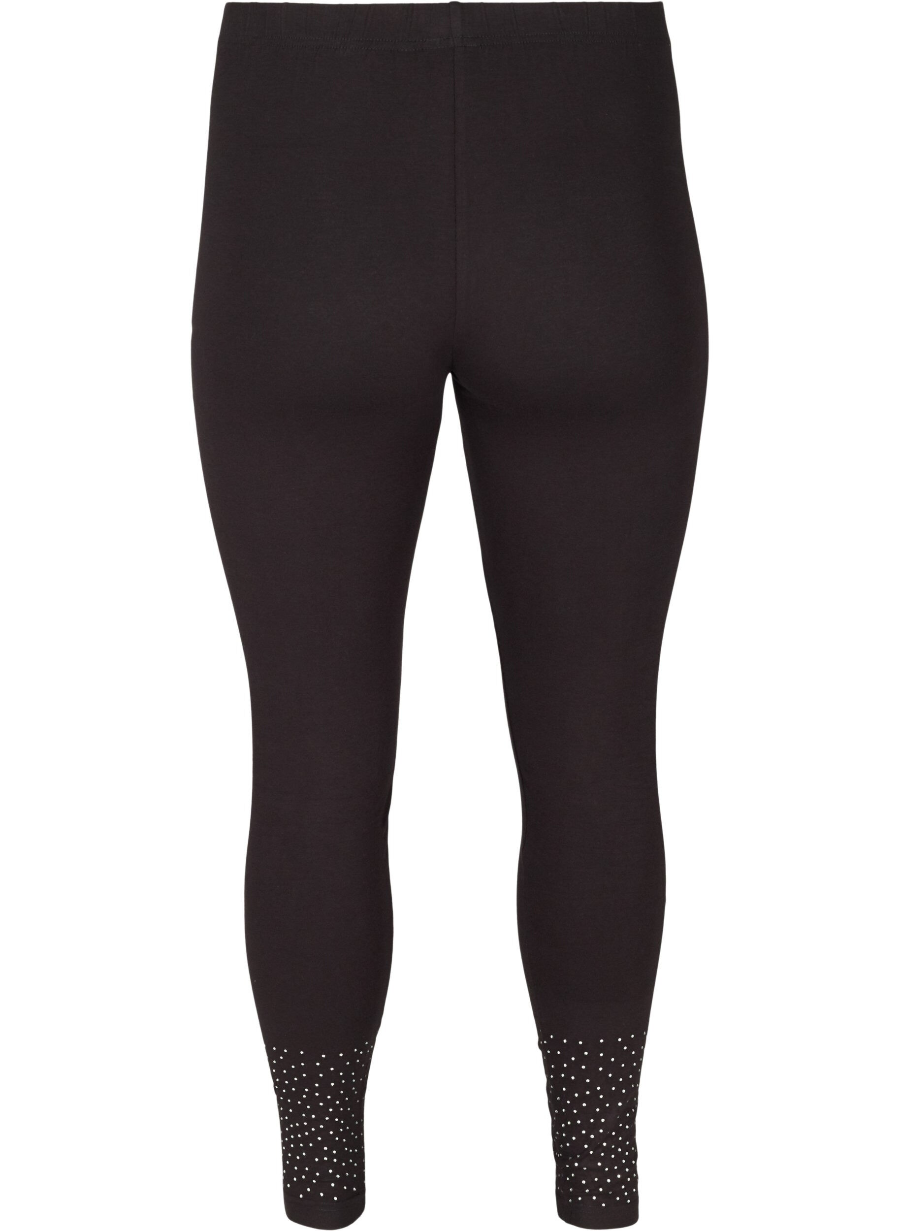 Zizzifashion Viscose blend leggings with decorative rhinestones, Black, Packshot image number 1