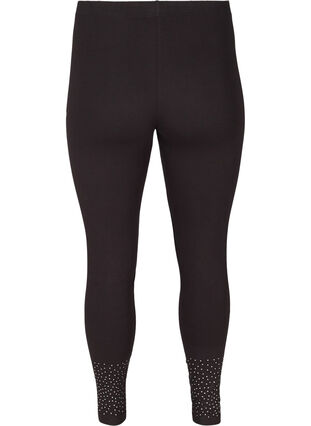 Viscose blend leggings with decorative rhinestones, Black, Packshot image number 1