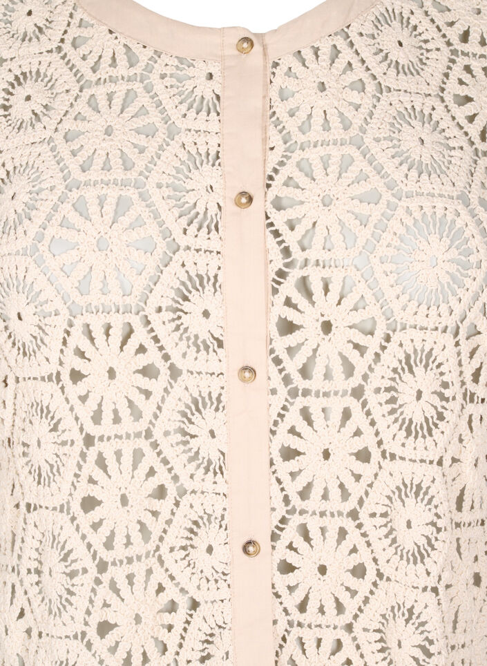 Crochet cardigan with short sleeves, Beige, Packshot image number 2