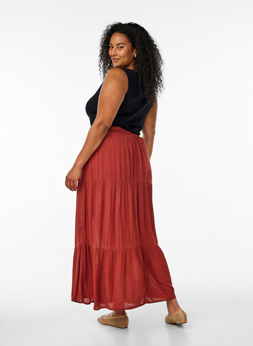Long skirt with elasticated waist, Red, Model image number 1
