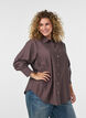 Viscose shirt with golden buttons, Brown, Model image number 0