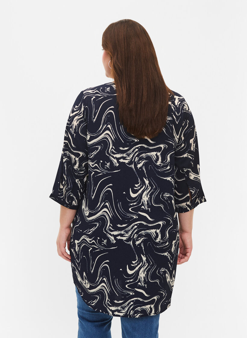Tunic with 3/4 sleeves and print, N. Blazer Swirl AOP, Model image number 1