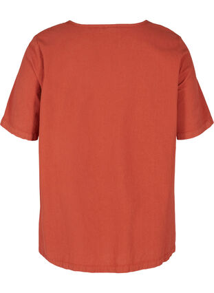 Short-sleeved blouse in cotton, Arabian Spice, Packshot image number 1