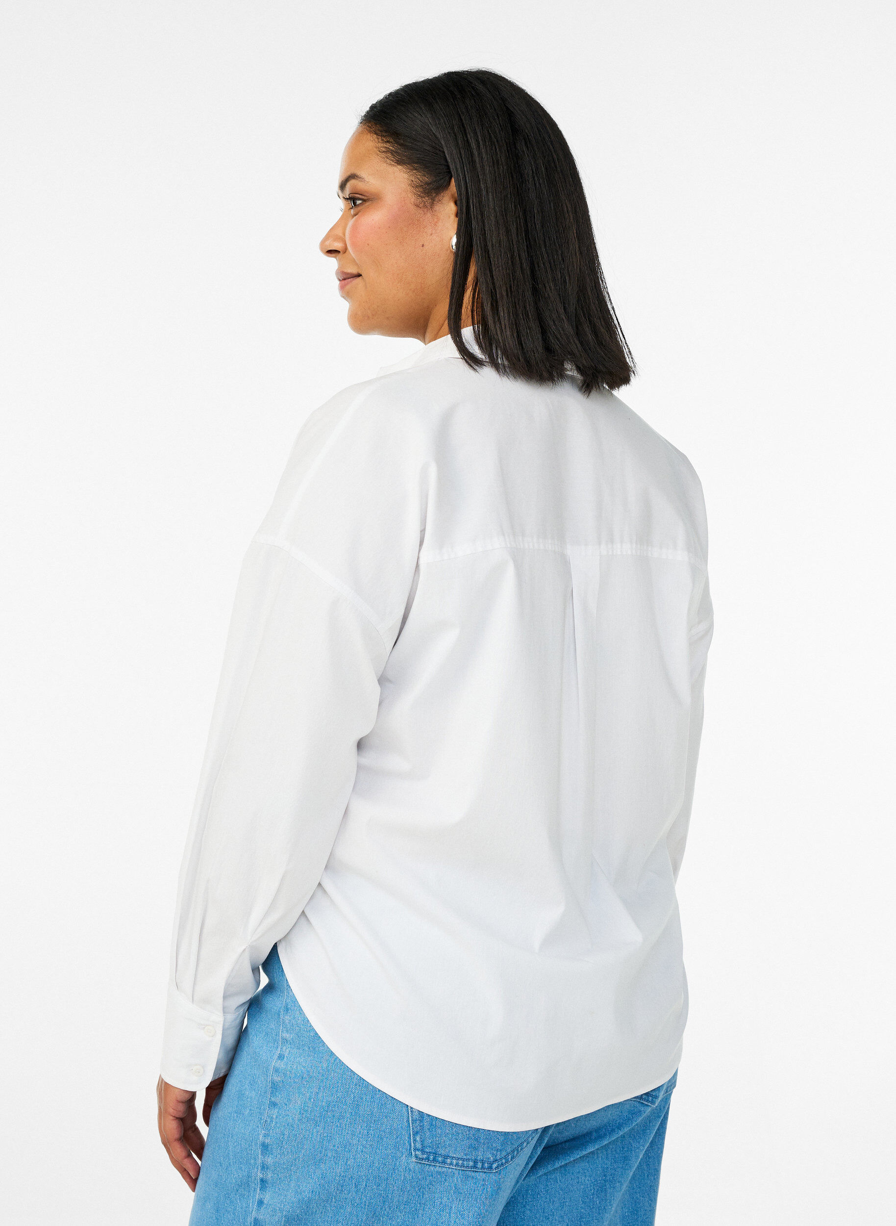 Zizzifashion Classic cotton shirt with a loose fit, White, Model image number 2