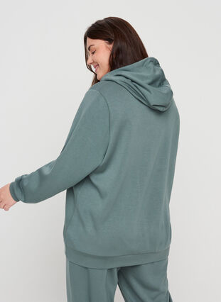 Sweatshirt with pockets and hood, Balsam Green, Model image number 1