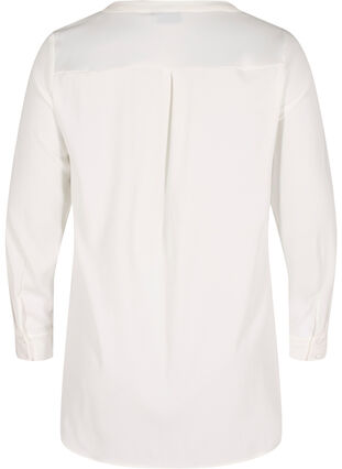 Long, solid-coloured shirt with breast pocket, Warm Off-white, Packshot image number 1