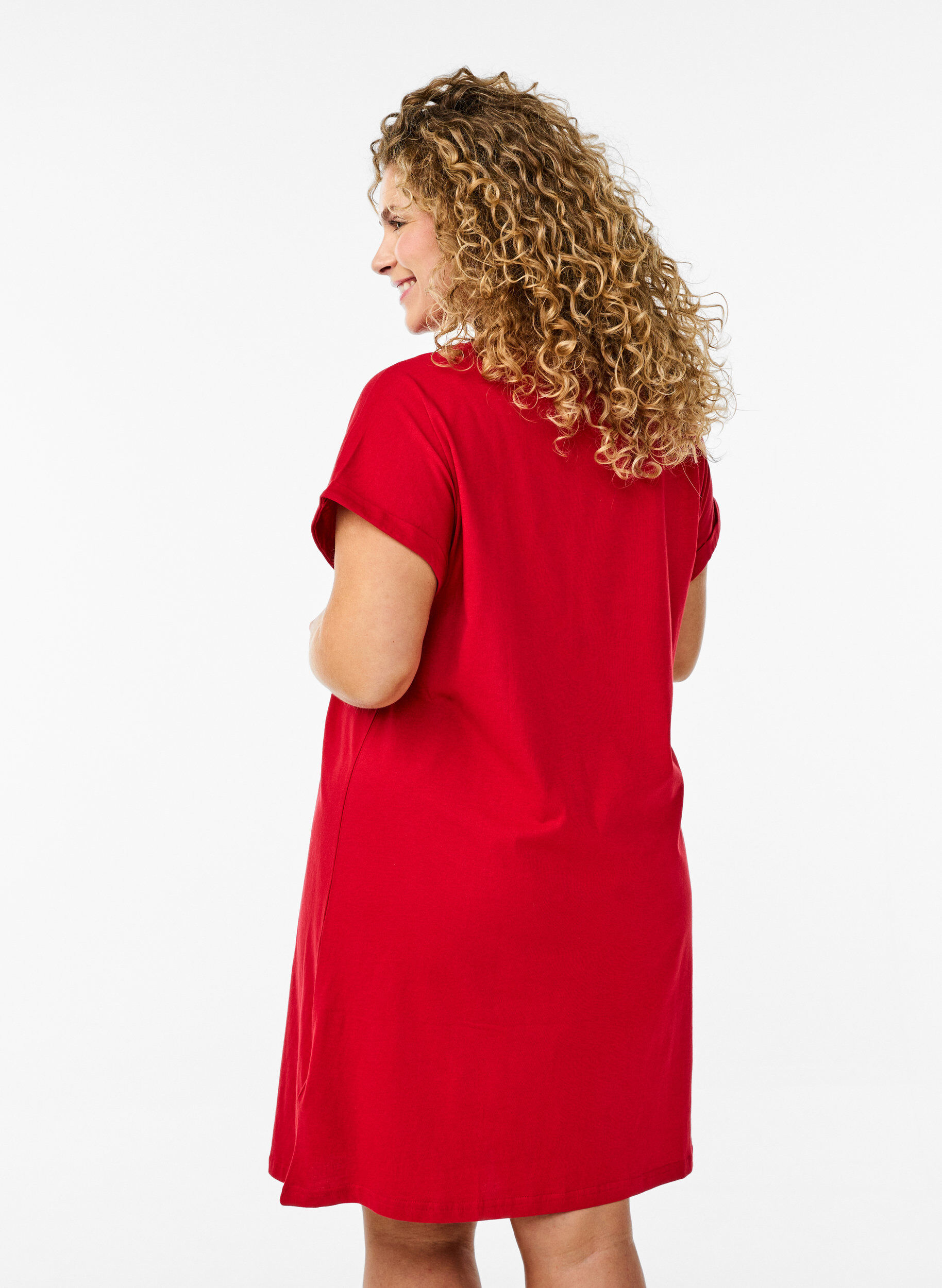 Zizzifashion 2-pack T-shirt dress with short sleeves, Red, Model image number 2