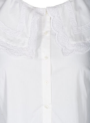 Cotton shirt with a large collar, Bright White, Packshot image number 2