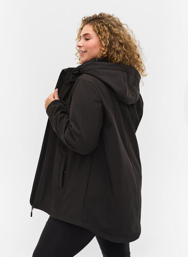 Softshell jacket with detachable hood, Black, Model image number 1