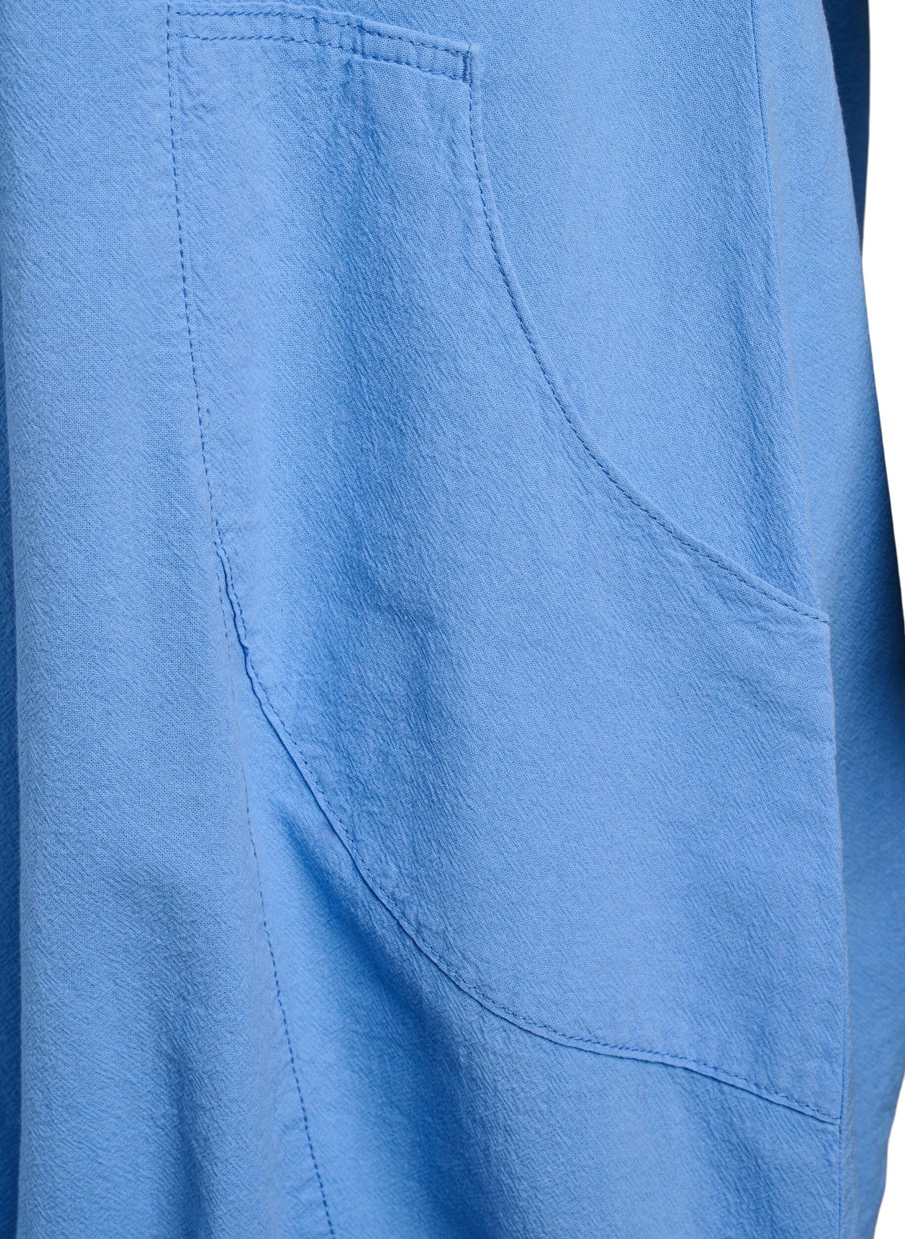ZizzifashionShort sleeve cotton dress, Light Blue, Packshot image number 3