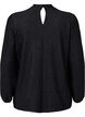 Long-sleeved glitter blouse with round neck and V-detail, Black Black, Packshot image number 1