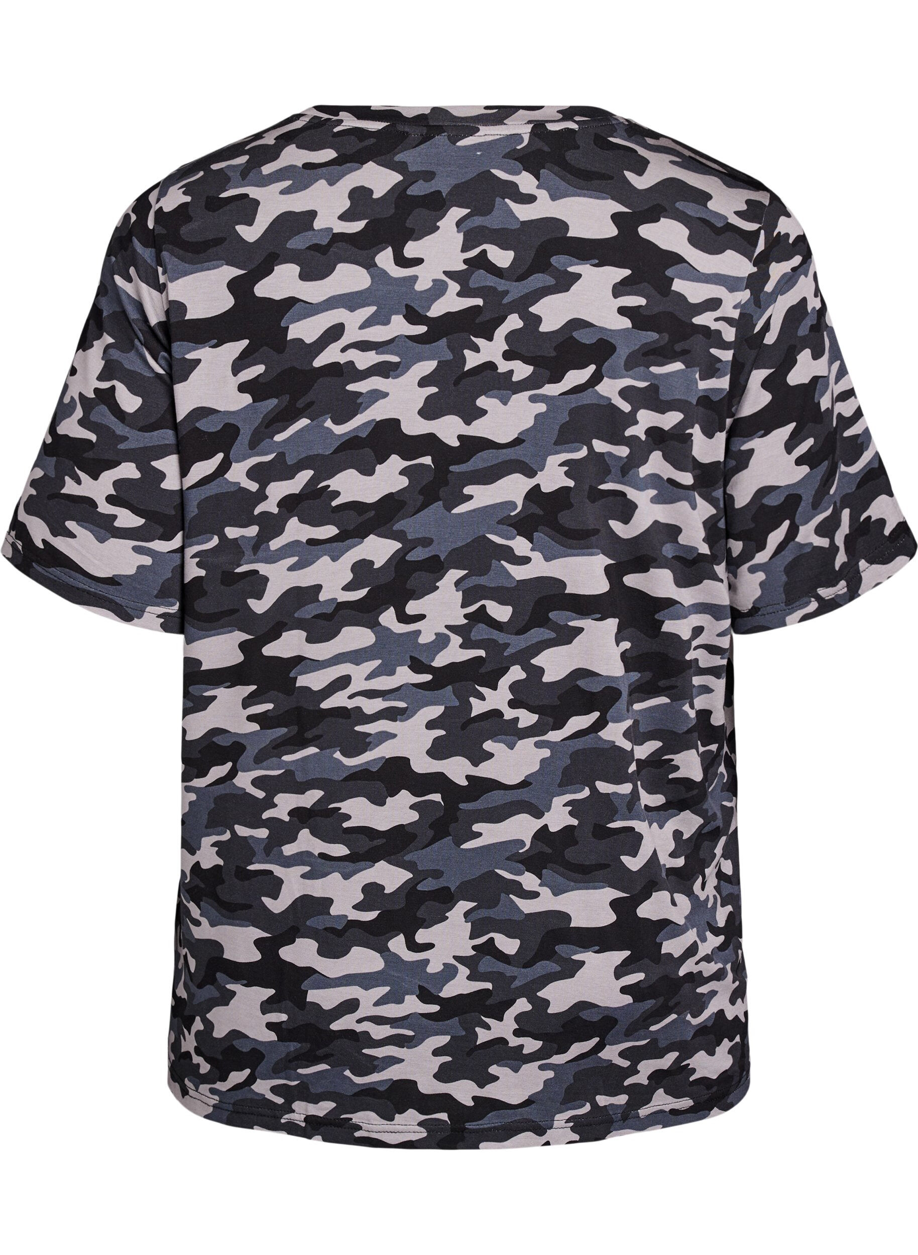 Zizzifashion T-shirt with TENCEL&trade; Lyocell and camouflage print, Grey, Packshot image number 1
