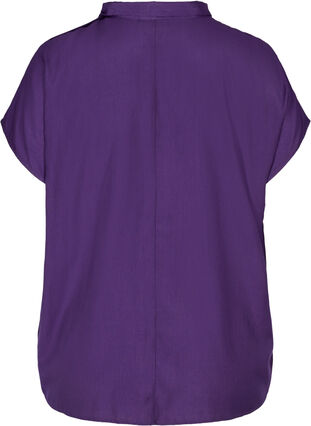 Short-sleeved blouse with a bow detail, Blackberry Cordial, Packshot image number 1