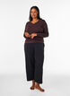 Viscose blouse with lace trim and V-neck, Brown, Model image number 1