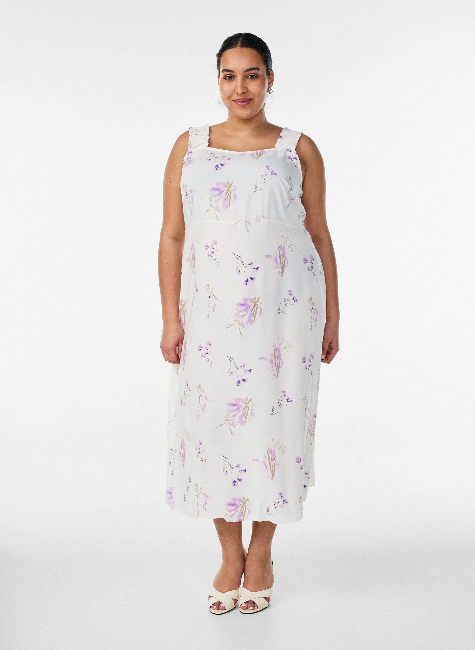 Zizzifashion Summer dress with wide straps, White, Model image number 0
