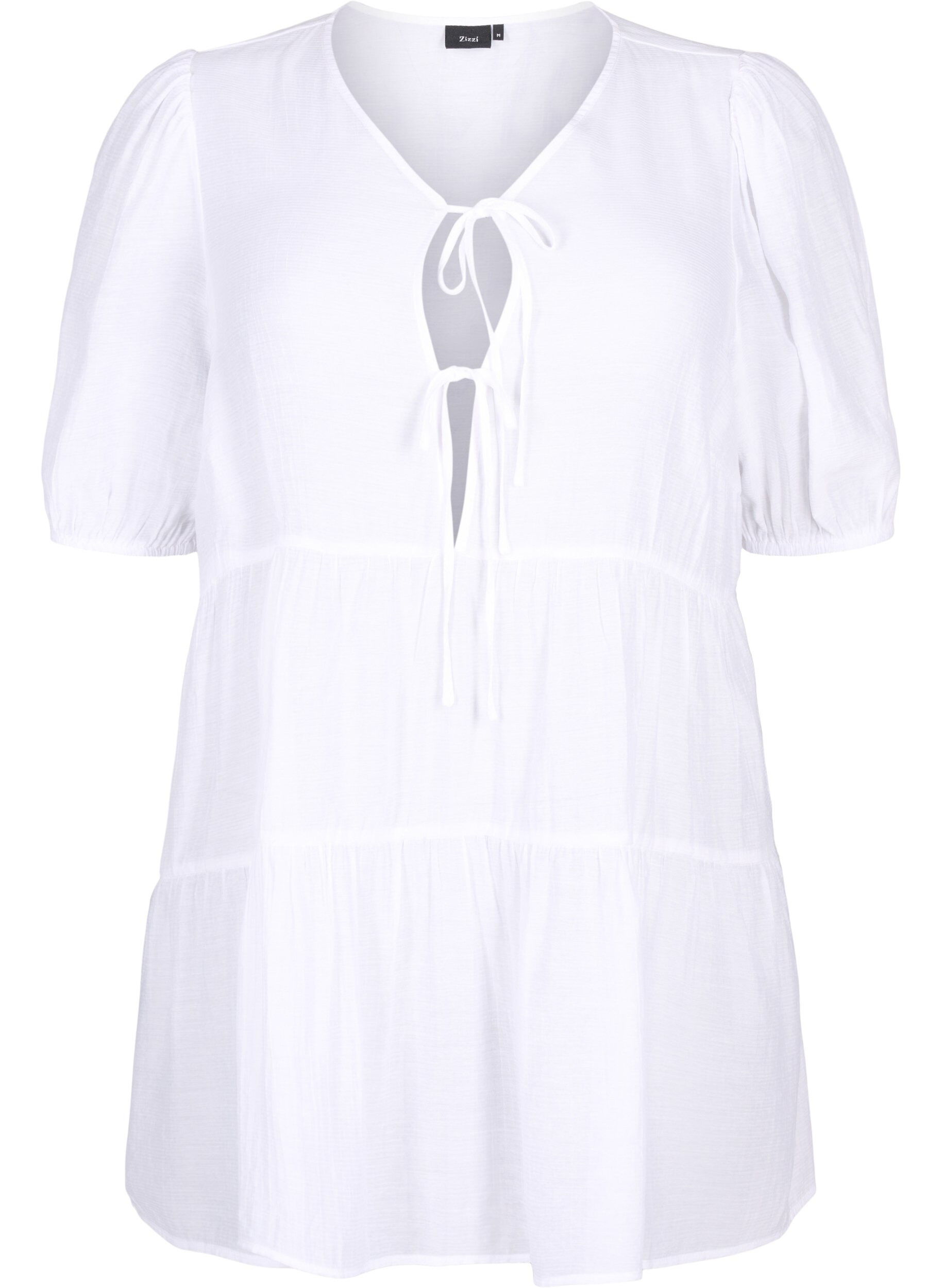 A-line viscose tunic with lace-up detail