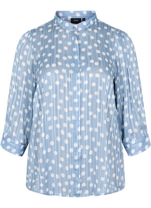 Printed shirt with 3/4 sleeves, Dusty Blue Dot, Packshot image number 0