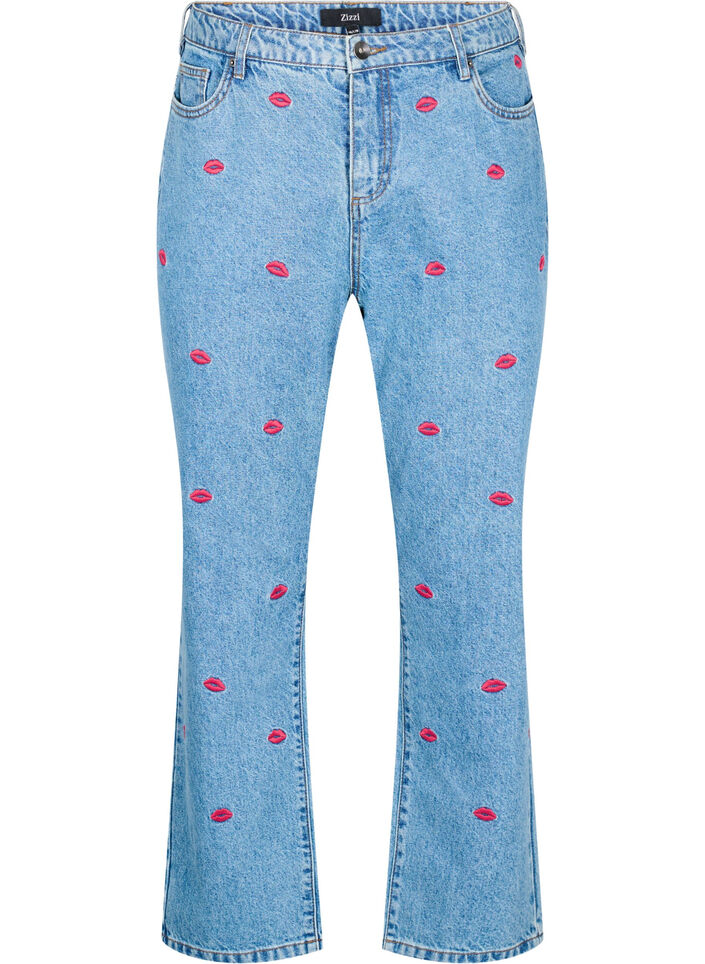 High-waisted Gemma jeans with lips, Blue, Packshot image number 0