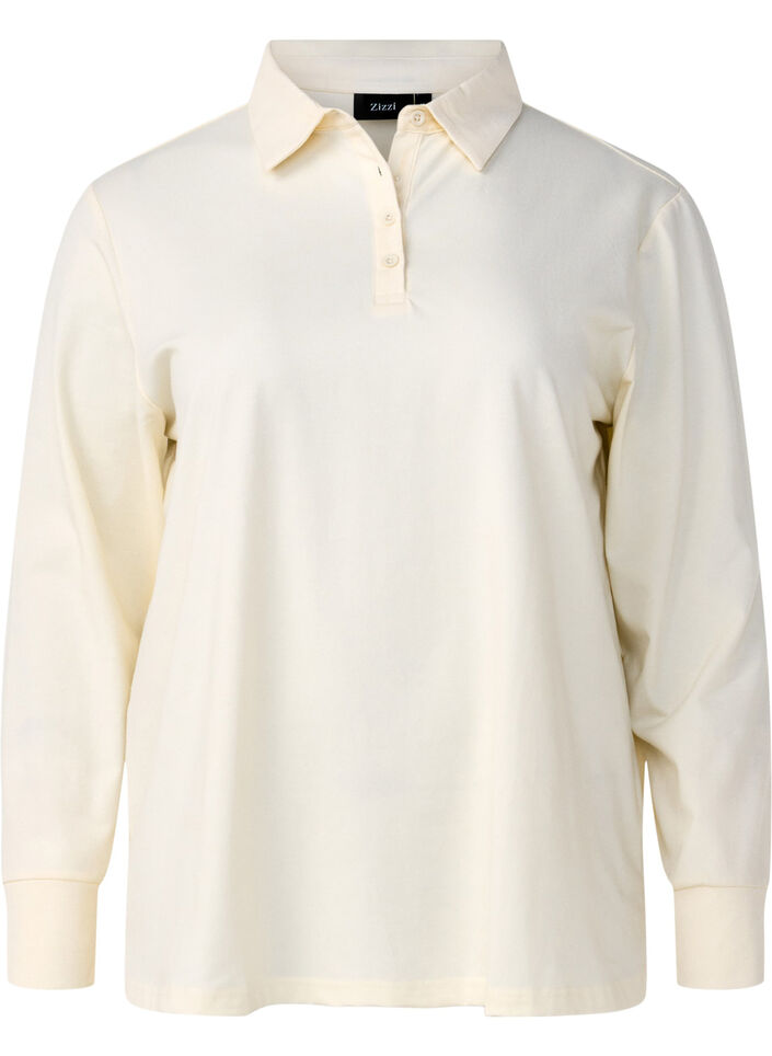 Long-sleeved polo shirt, Vanilla, Packshot image number 0