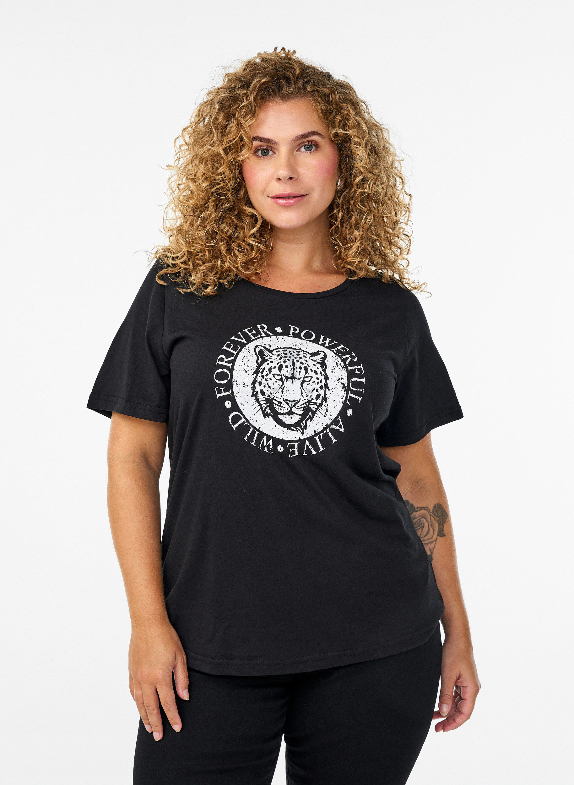 ZizzifashionT-shirt with motif., Black, Model image number 0