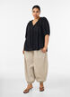 Viscose blouse with a dotted texture and V-neck, Black, Model image number 1