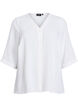 Shirt Blouse with V-Neck and 3/4 Sleeves, Vanilla, Packshot image number 0