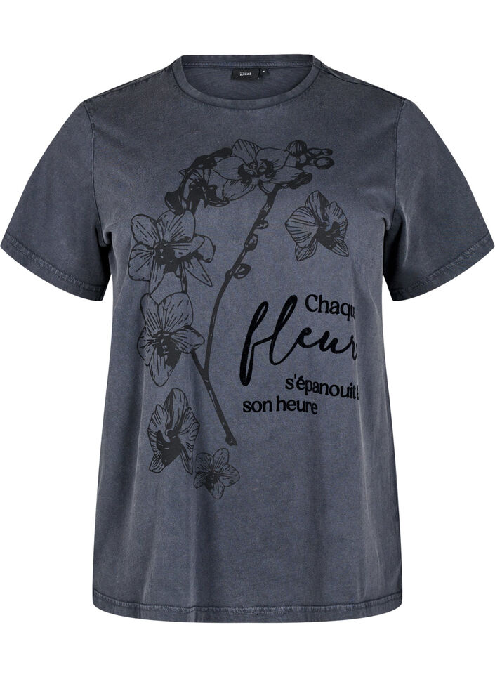 Organic cotton T-shirt with print, Grey, Packshot image number 0