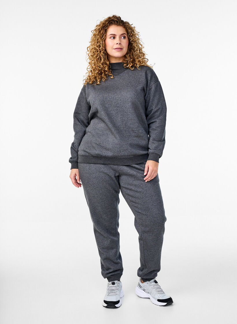 Sweatshirt with high neck and long sleeves, Dark Grey, Model image number 1