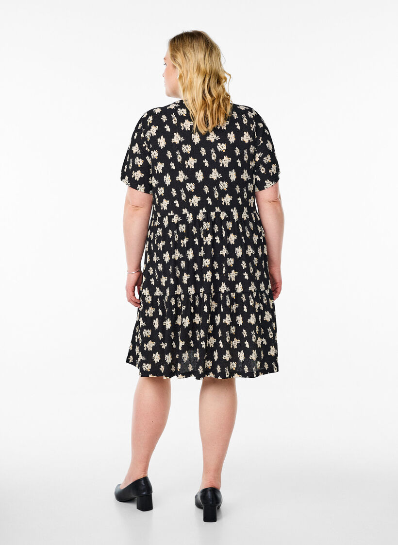 Patterned dress with panels, Black, Model image number 2