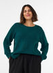 Knitted blouse with a textured openwork pattern, Green, Model image number 0