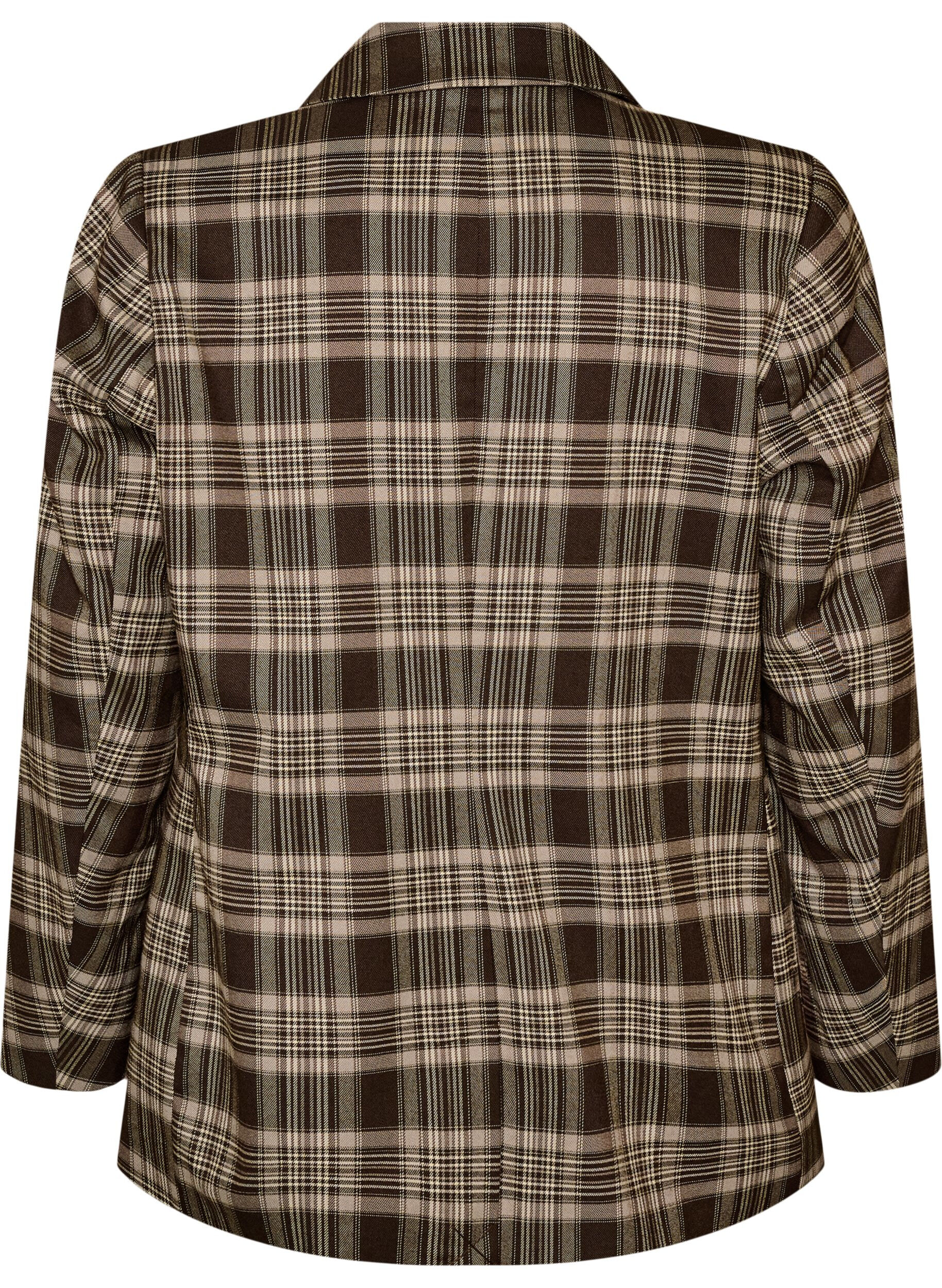 ZizzifashionChecked blazer with pockets and back vent, Brown, Packshot image number 1