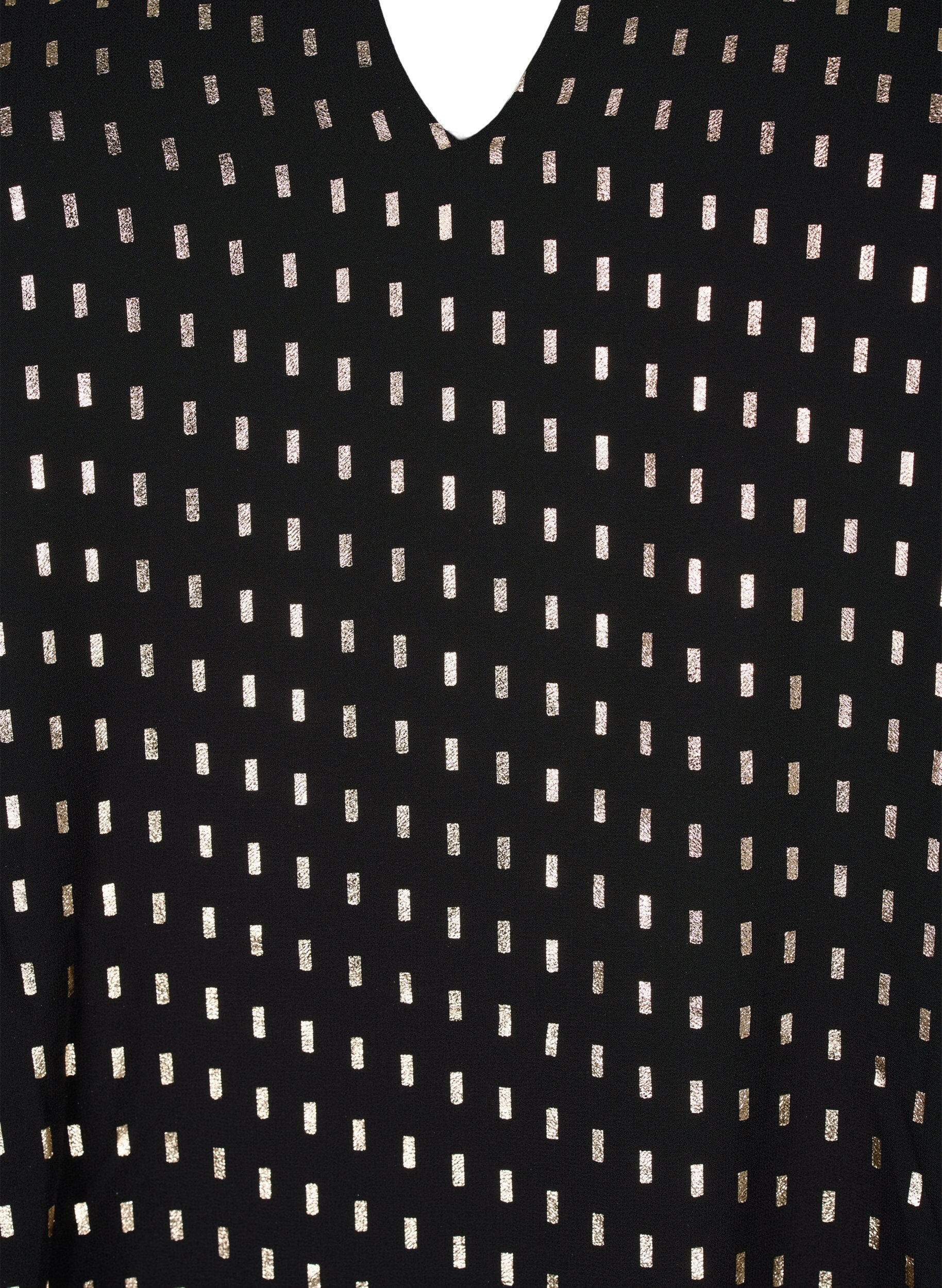 Zizzifashion Long-sleeved dress with foil print, Black w. Gold, Packshot image number 2